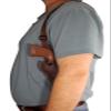 Barsony Brown Leather Cross Harness Vertical Shoulder Holster for 6" COLT Army Special Left view 3