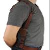 Barsony Brown Leather Cross Harness Vertical Shoulder Holster for 6" 38 357 44 Revolvers view 3