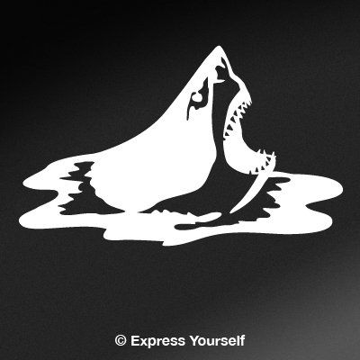 Express Yourself Great White Bite (White - Facing as Shown - Large) Decal Sticker - Saltwater Fish Collection