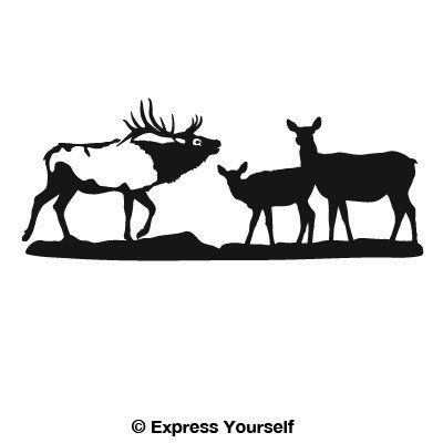 Express Yourself Bull Elk and Gang (Black - Reverse Image - 3XL) Decal Sticker - Big Game Collection