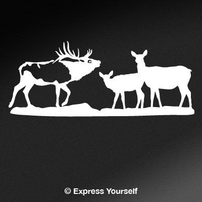 Express Yourself Products Bull Elk and Gang (White - Facing as Shown - XL) Decal Sticker - Big Game Collection