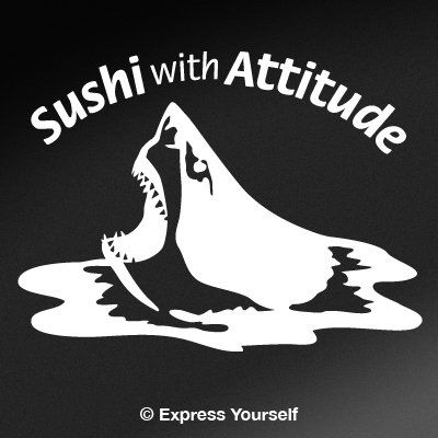 Express Yourself Products Sushi with Attitude Too (White - Large) Decal Sticker - Saltwater Fish Collection