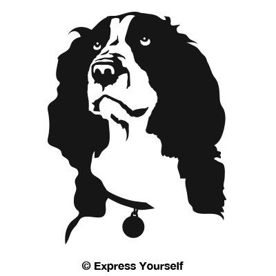 Express Yourself Springer Head (Black - Facing as Shown - Large) Decal Sticker - Hunting Dog Collection - Spaniel