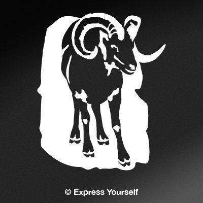Express Yourself Products Bighorn Sheep (White - Reverse Image - Large) Decal Sticker - Big Game Collection