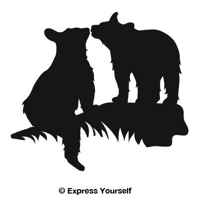 Express Yourself Products Black Bear Cubs (Black - Facing as Shown - 3XL) Decal Sticker - Big Game Collection