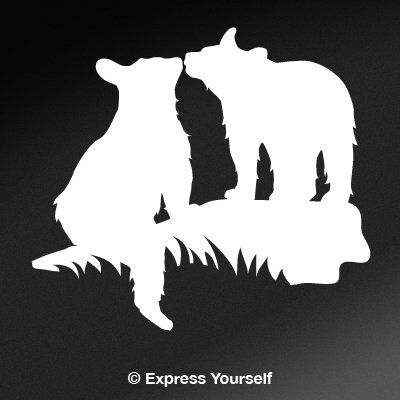 Express Yourself Black Bear Cubs (White - Facing as Shown - 3XL) Decal Sticker - Big Game Collection