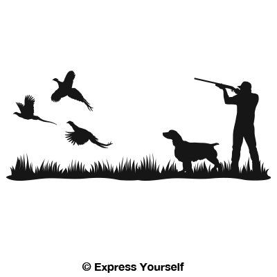 Express Yourself Products Pheasant Heaven Springer Mural (Black - Reverse Image - 3XL) Decal Sticker - Upland Game Bird Collection