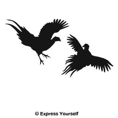 Express Yourself Fighting Pheasants (Black - Facing as Shown - 2XL) Decal Sticker - Upland Game Bird Collection