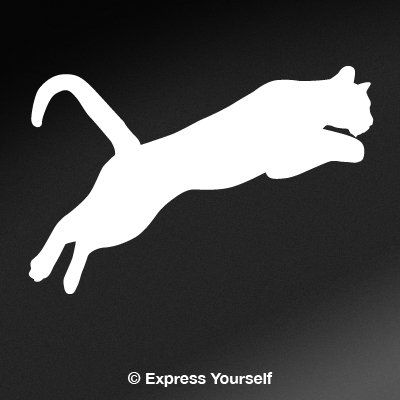 Express Yourself Cougar Leap (White - Facing as Shown - 3XL) Decal Sticker - Predator Collection