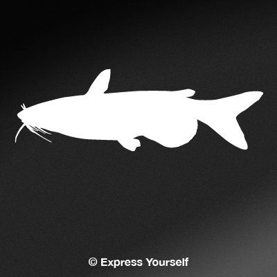 Express Yourself Channel Catfish2 (White - Reverse Image - 3XL) Decal Sticker - Freshwater Fish Collection