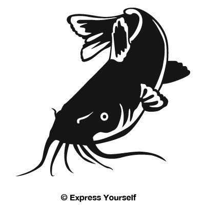 Express Yourself Products Catfish Feeding (Black - Reverse Image - Medium) Decal Sticker - Freshwater Fish Collection