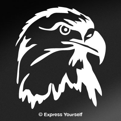 Express Yourself Products Eagle Head (White - Facing as Shown - Large) Decal Sticker - Birds of Prey Collection