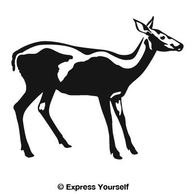 Express Yourself Startled Doe (Black - Reverse Image - 3XL) Decal Sticker - Big Game Collection