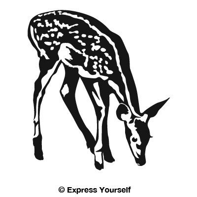 Express Yourself Feeding Fawn (Black - Facing as Shown - 3XL) Decal Sticker - Big Game Collection