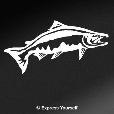 Express Yourself Products Chinook Salmon Leap (White - Reverse Image - 3XL) Decal Sticker - Freshwater Fish Collection