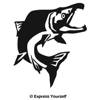 Express Yourself Products Sockeye Salmon Jump (Black - Facing as Shown - XL) Decal Sticker - Freshwater Fish Collection