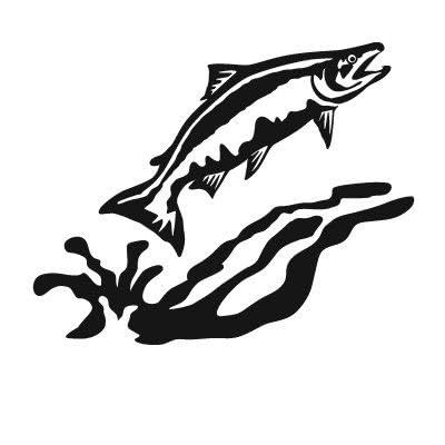 Express Yourself Heading Upstream Salmon (Black - Reverse Image - XL) Decal Sticker - Freshwater Fish Collection