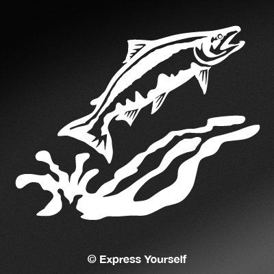Express Yourself Products Heading Upstream Salmon (White - Facing as Shown - 3XL) Decal Sticker - Freshwater Fish Collection