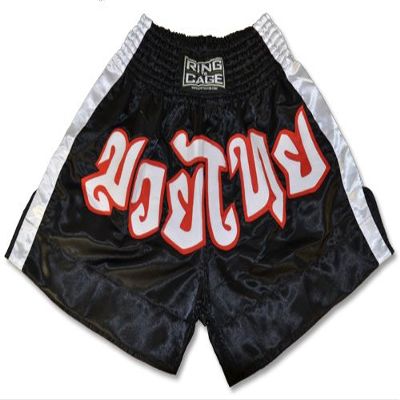 Muay Thai Shorts - White/Black (XX-Large)
