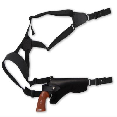 Barsony Black Leather Cross Harness Vertical Shoulder Holster for 6" 38 357 44 Revolvers