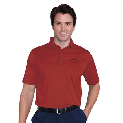 Monterey Club Men's Vertical Jacquard Texture Solid Polo Shirt #1043 (Burnt Red, Large)