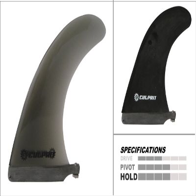 Culprit Surf Longboard Surfboard Fin - Smoke - Black Fiberglass Center Fin 7 inch - Back Screw + Plate