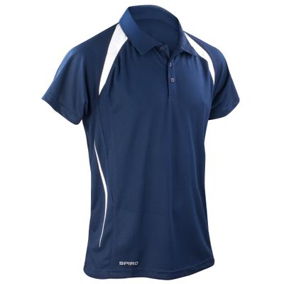Spiro Mens Sports Team Spirit Performance Polo Shirt (2XL) (Navy/ White)