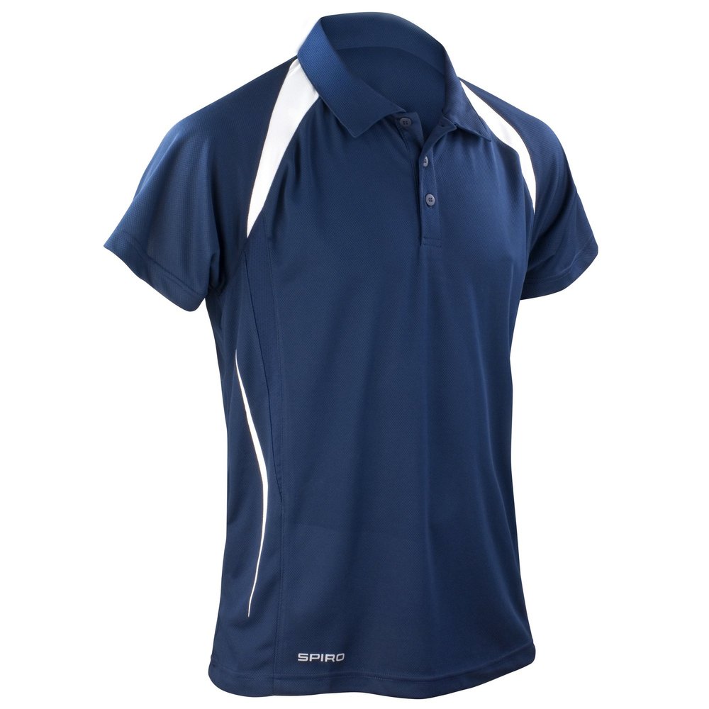 Spiro Mens Sports Team Spirit Performance Polo Shirt (2XL) (Navy/ White)