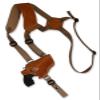 Barsony Saddle Tan Leather Cross Harness Shoulder Holster for 2-3" Snub Nose Revolvers view 1