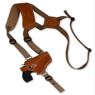 Barsony Saddle Tan Leather Cross Harness Shoulder Holster for 2-3" Snub Nose Revolvers