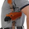 Barsony Saddle Tan Leather Cross Harness Shoulder Holster for 2-3" Snub Nose Revolvers view 4