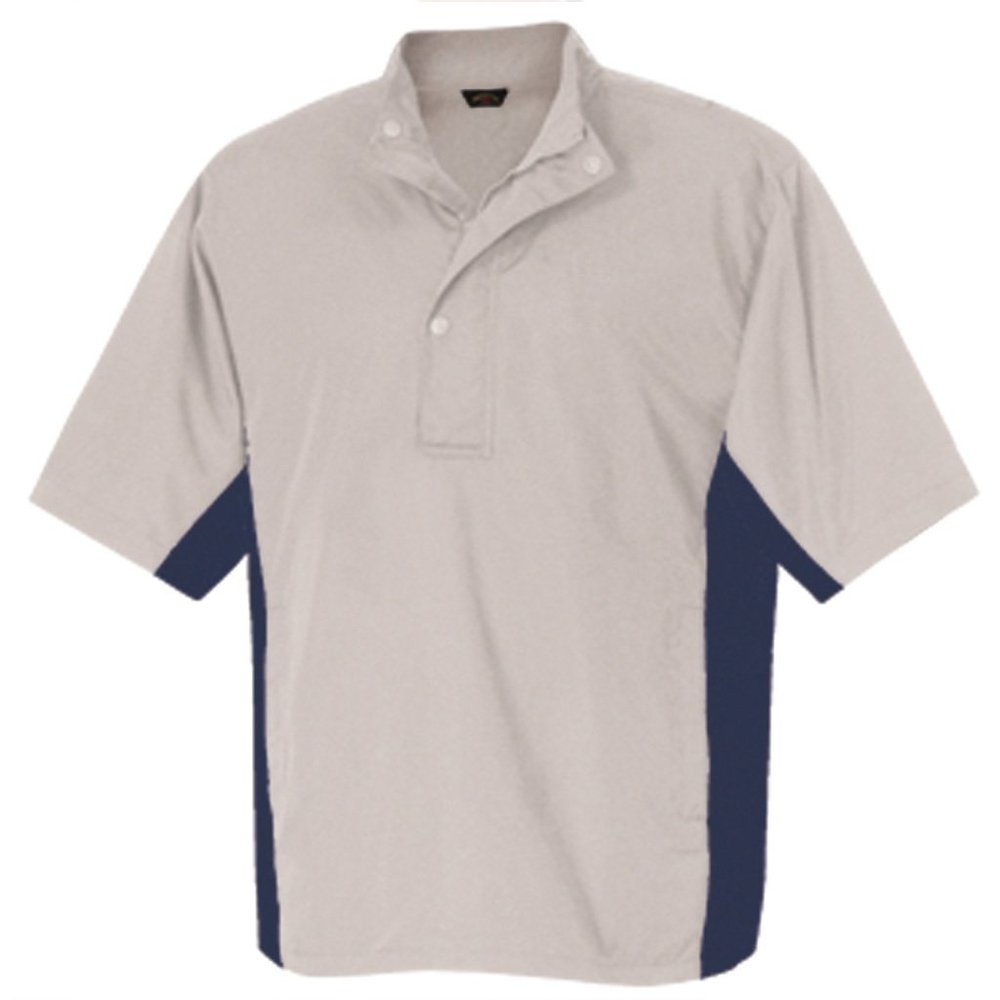 Monterey Club Men's Lightweight Twill 1/2 Zip Windbreaker #1779 (Raffia/Navy, Medium)
