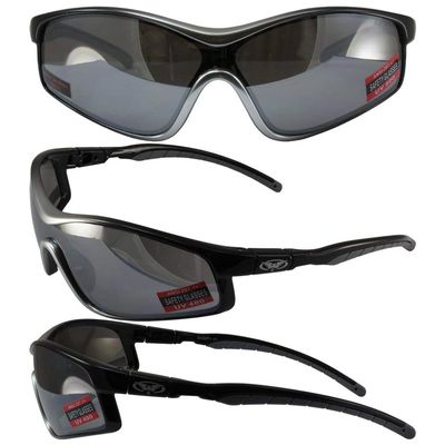 Global Vision Home Run Sunglasses Two-Toned Grey and Black Frames Flash Mirror Lens