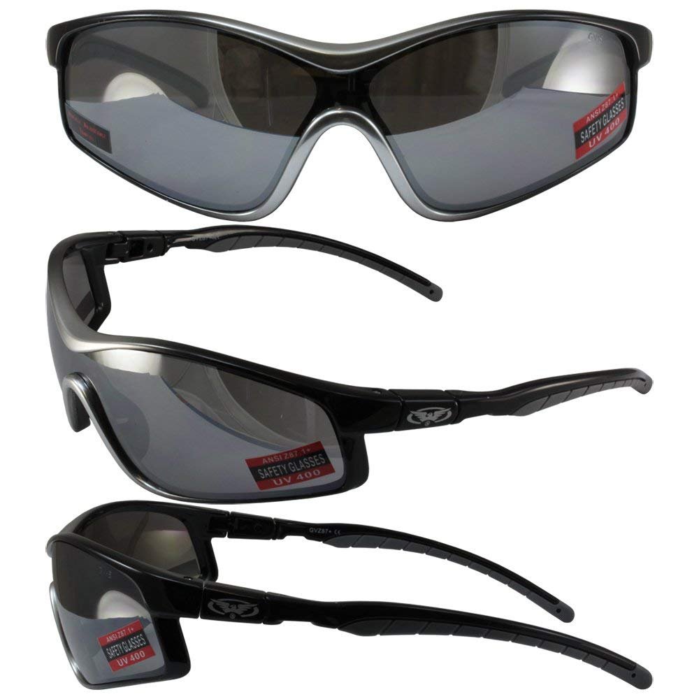 Global Vision Home Run Sunglasses Two-Toned Grey and Black Frames Flash Mirror Lens