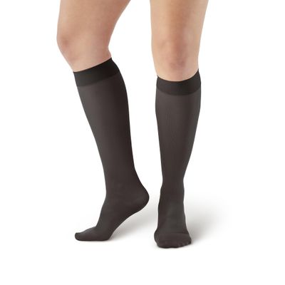 Ames Walker AW 209 Microfiber Opaque Knee Highs 15-20 mmHg Black XL