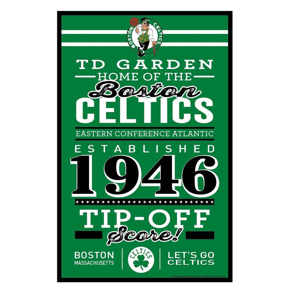 WinCraft NBA Boston Celtics SignWood Established Design, Team Color, 11x17