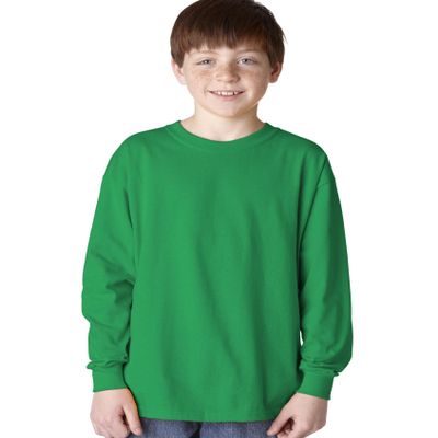 5400B Gildan Youth Heavy Cotton Long Sleeve T-Shirt - Irish Green - Large