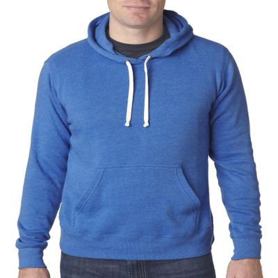 J-America Adult Tri-Blend Fleece Pullover Hooded Sweatshirt, Cool Royal, Small
