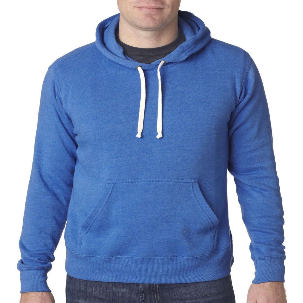 J-America Adult Tri-Blend Fleece Pullover Hooded Sweatshirt, Cool Royal, Small
