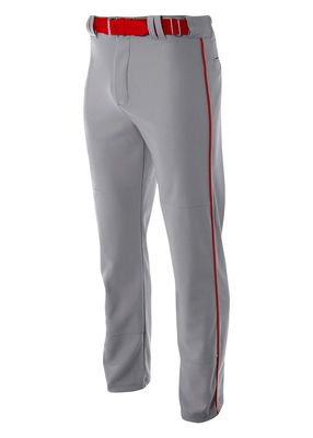 A4 Mens Pro-Style Open Bottom Baseball Pant, 3XL, Grey/Scarlet