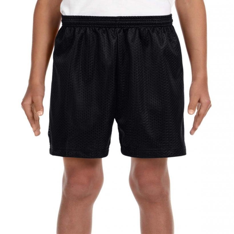 A4 Youth Six Inch Inseam Mesh Short NB5301 Black L