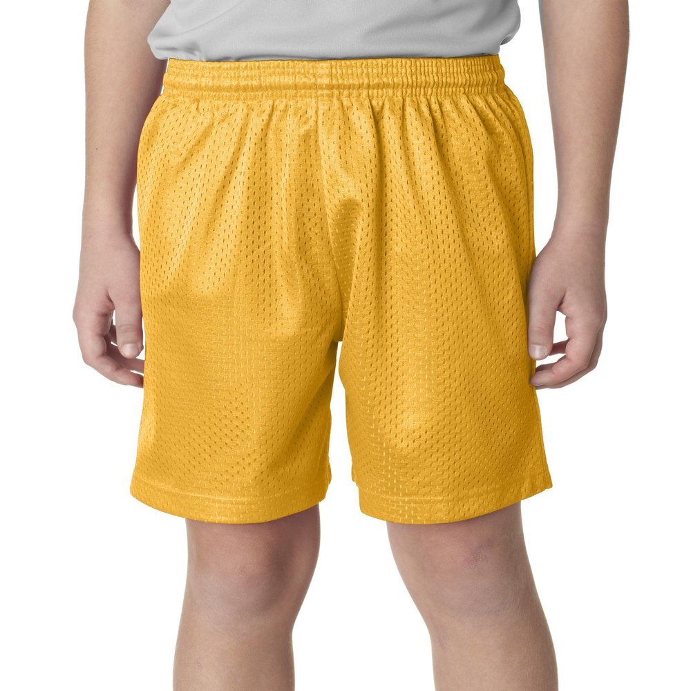A4 Youth Six Inch Inseam Mesh Short NB5301 Gold XS