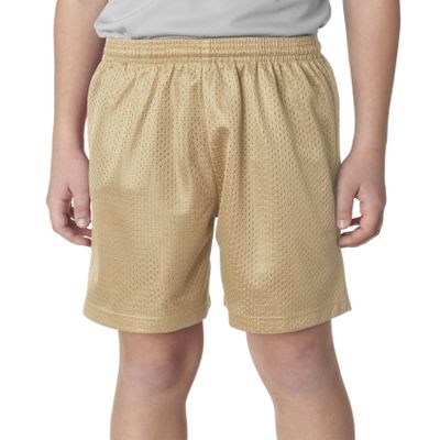 A4 Youth 6" Lined Tricot Mesh Shorts>S Vegas Gold NB5301