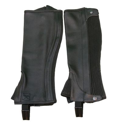 Intrepid International Equine Athletics Adult Leather Half Chaps - Black S (Ht: 15", Calf: 12" - 13 1/2")