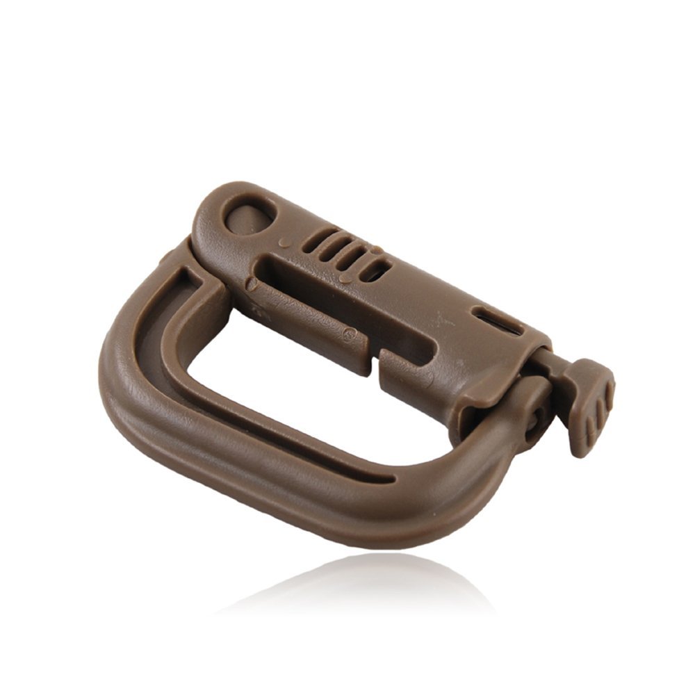 Apollo23 - 4 PCS GRIMLOC ARMY LOCKING D-RING GhillieTEX IR CAMPING TRAVEL TACTICAL COYOTE, Color: Tan