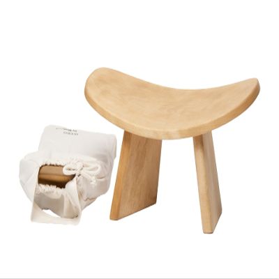 BLUECONY Meditation Bench IKUKO Original, Portable Version with Bag, Locally Handmade Yoga Exercise Wooden Kneeling Ergonomic Seiza Seat - Natural, Standard Height (7" or 18cm)