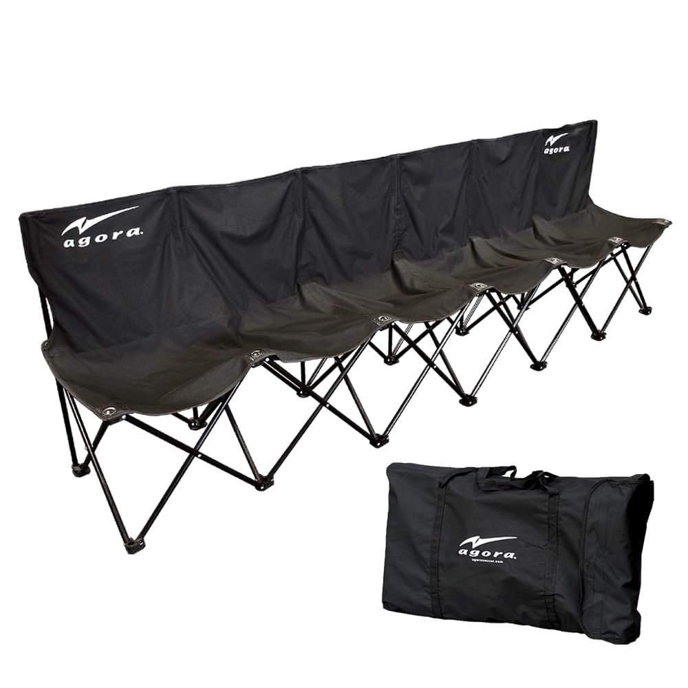 AGORA 6 Seat Folding Bench for Sports Events, Camping, & More - Includes Carrying Bag