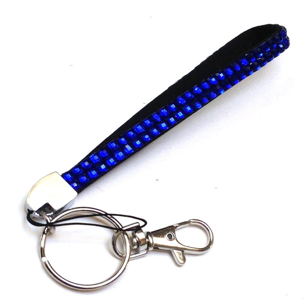 Rhinestone Crystal Bling Wrist Strap Key Chain (Wristlet) (Royal Blue)