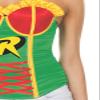 Secret Wishes DC Comics Justice League Superhero Style Adult Corset Top with Logo Robin, Red, Small view 3