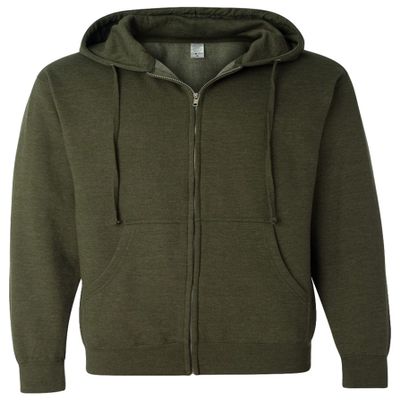Independent Trading Co. Midweight Hooded Full-Zip Sweatshirt S Army Heather